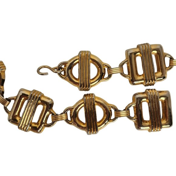 Vintage 1986 MZA of NY Gold Metal Statement Belt 37-3/4" L x 1-1/2" W - Picture 13 of 15